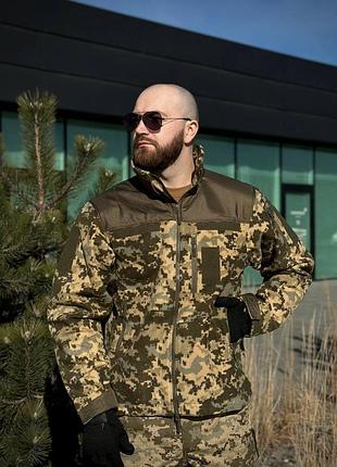 Флисовая кофта пиксель с оливковыми вставками 3d сетка mm14 military