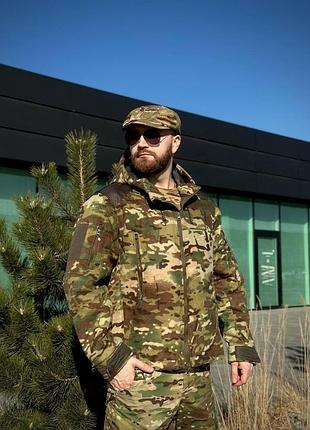 Тактическая куртка мультикам микрофлис с капюшоном military mtp
