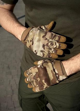 Тактичні військові рукавиці палі мультикам сітка з кісточками