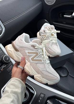 New balance 9060 bisque sea salt трендові жіночі кросівки ню бленас 9060 бежеві
