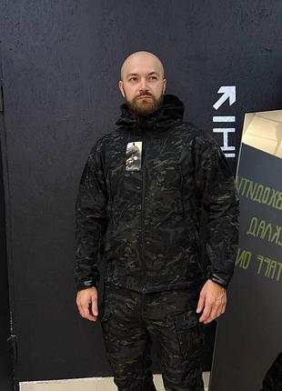 Куртка hwb на флісі чорний мультикам soft shell
