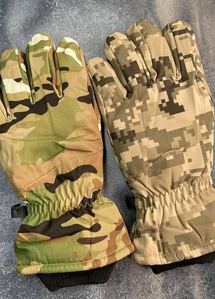 Тактичні рукавиці softshell на хутрі на хутрі мультикам xxl