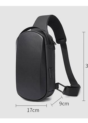Рюкзак з однією лямкою bange (bgs7256-black) з usb чорний