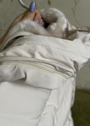 Белый молочный пуховик куртка zara xs бежевый8 фото