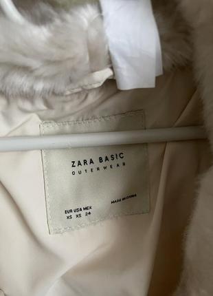 Белый молочный пуховик куртка zara xs бежевый6 фото