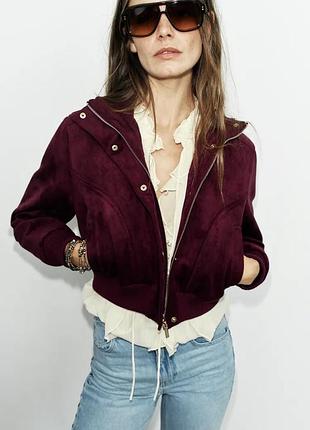 Куртка жіноча бомбер бордо zara new
