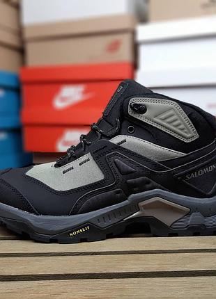 Термо кросівки   salomon quest element gtx чорні з хакі