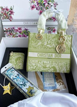 Christian di0r medium lady d-lite premium шикарная сумка известный бренд анимализм люкс качество стильный подарок девушке зелёная сумочка