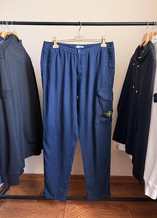 Штаны stone island linen cargo pants/breeches navy