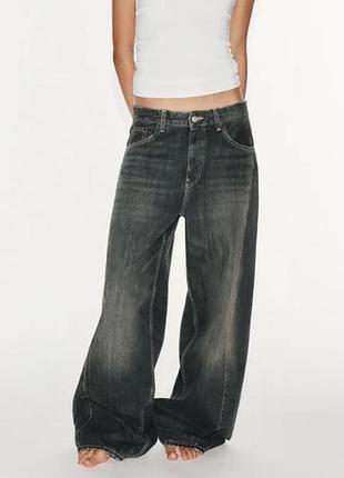 Джинси trf baggy оверсайз зі швами та середньою посадкою