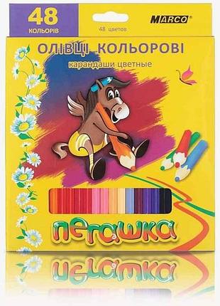 Карандаши пегашка 48 цветов no1010-48cb шестигранные тм marco