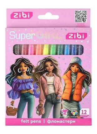 Фломастери 12кол. super girl, kids line zb.2824 тм zibi