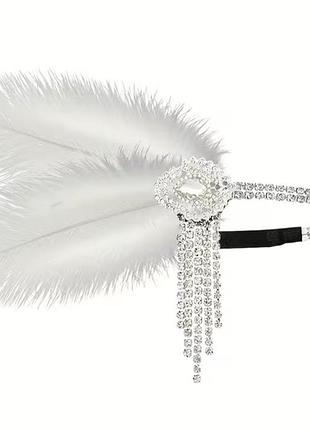 Повязка с перьями со стразами в стиле гетсби