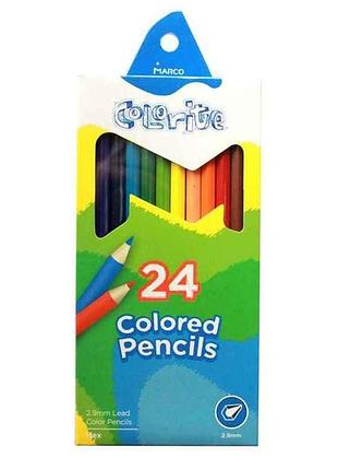 Олівці кольорові 24кол. colorіte 1100-24св шестигранні тм marco