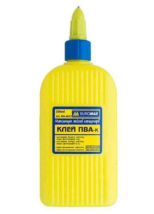 Клей пва, 200 мл (ковпачок-дозатор) вм.4833 тм buromax