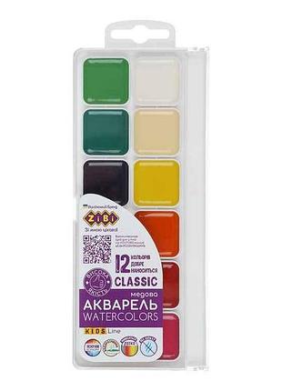Акварельные краски 12 см. classic, без/п, пласт./кор., kids line тм zibi