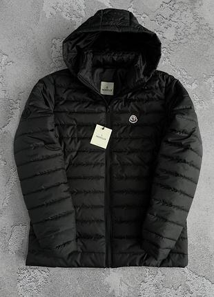 Демісезонна чоловіча куртка moncler чорна  капюшон відстібається весна/осінь s / m / l / xl / xxl