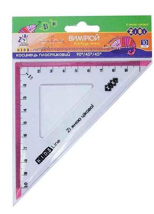 Угольник 100мм, с розовой полоской, блистер zb.5620-10 тм zibi
