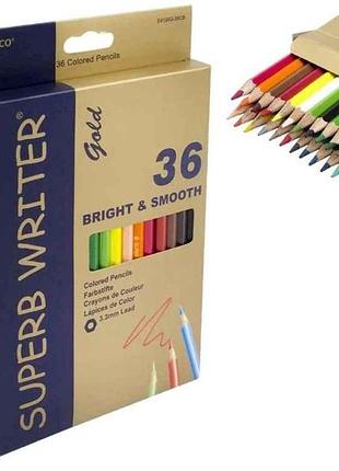 Карандаши цветные 36кол. superb wrіter gold e 4100g-36 св тм marco