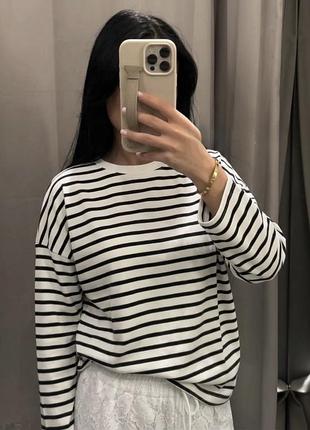 Лонгслів у смужку біло чорну ( тільник) h&m розмір s новий