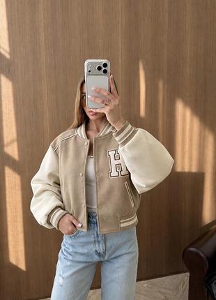 Бомбер куртка осінь zara розмір xs/s зріст 164 см. бежевий