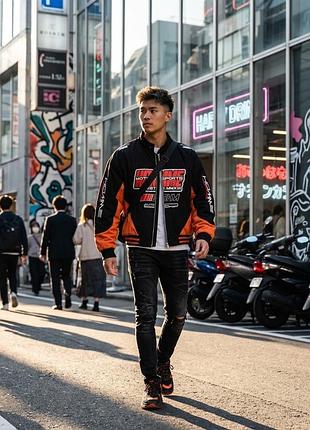 Чоловічий куртка-бомбер boohooman motorsports (racing / стрітвайр) — розмір xl / tall