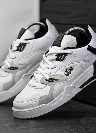 Кроссовки мужские lacoste lineshot белые из кожи и замши комфортные универсальные для повседневной носки демисезонные
