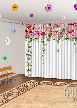 Фото штори в дитячий садок на випускний "ламбрекени з квітів та метеликами" - будь-який розмір 3, 2.9