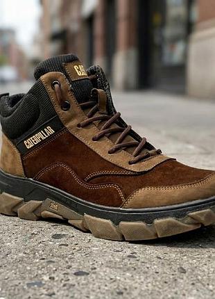 Кроссовки термо, ботинки спотивные cat nubuck brown gtx