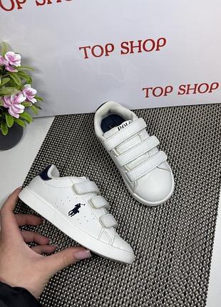 Оригінальні дитячі кросівки на липучці polo ralph