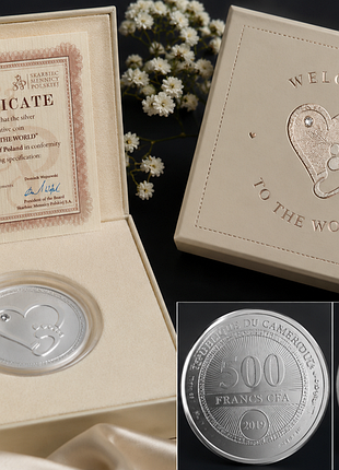 Срібна монета камеруну 500 cfa 2019 welcome to the world ag 999