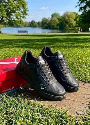 Мужские кроссовки puma/черные кожаные кеды пума