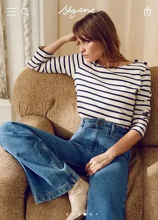 Кофта в полоску sezane лонгслив пуговицы на плече