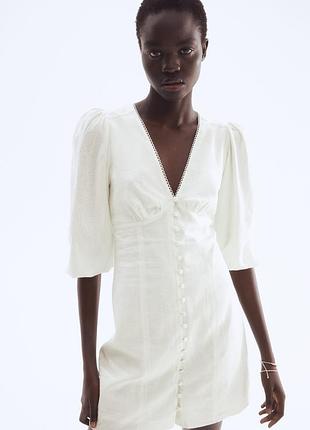 Сукня льняна біла h&amp;m xs