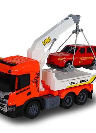 Игровой набор серии big truck – эвакуатор scania с машиной (свет, звук)