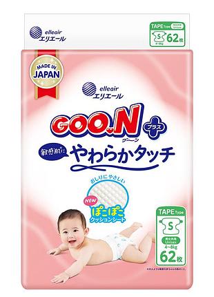 Подгузники goo.n plus для детей (размер 2(s), 4-8 кг, 62 шт)