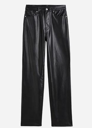 Брюки, штани прямого крою з екошкіри h&m