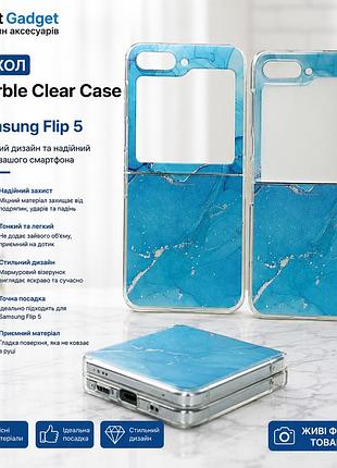 Чохол marble clear case для samsung galaxy flip 5 — прозорий із блакитним мармуровим дизайном