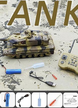 Танк на радиоуправлении leopard, с подсветкой, стреляет орбизами, вращение башни на 360°