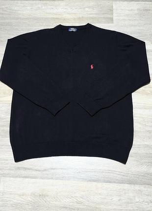 Чоловічий чорний брендовий светр polo ralph lauren, розмір xl, usa.