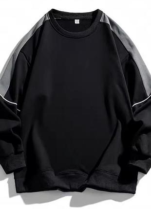 Черный свитшот oversize с лампасами