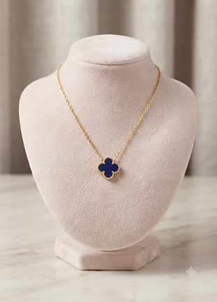 Элегантная подвеска в стиле van cleef (синий клевер, медсталь)