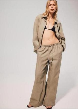 Штаны паллацо из льна от h&m