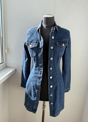 Приталений джинсовий сарафан сукня-сорочка denim co. (primark), розмір xs (34)