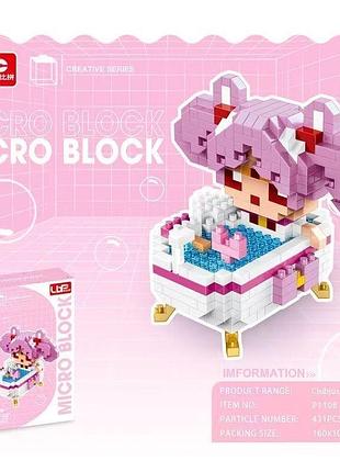 3d-конструктор из микроблоков lbp p1108 «чибиуса в ванной с пеной» (chibiusa in bathtub) на 431 деталь