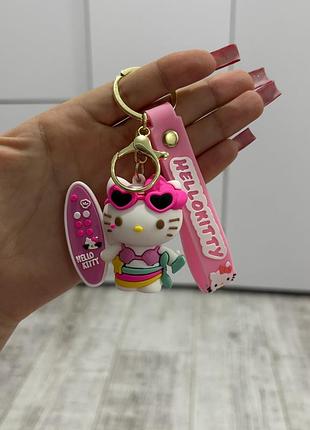 Брелок hello kitty в купальнике с доской для серфинга силиконовый брелок на сумкку хелоу кити