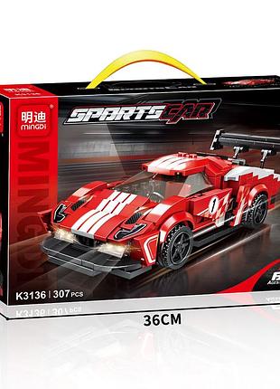 Конструктор mingdi k3136 «красный суперкар» 307 деталей — спортивная машина