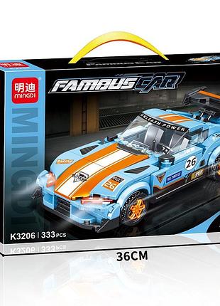 Конструктор перегоновий суперкар mingdi famous car k3206 «full throttle», 333 деталі: спортивна машина з інерційним механізмом