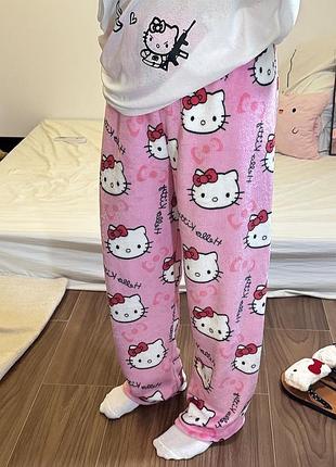 Трендовые штаны hello kitty женские | широкие штаны хелоу китти мужские