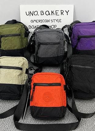 Сумка stone island logo canvas trimmed nylon messenger bag no brand оранжевый
